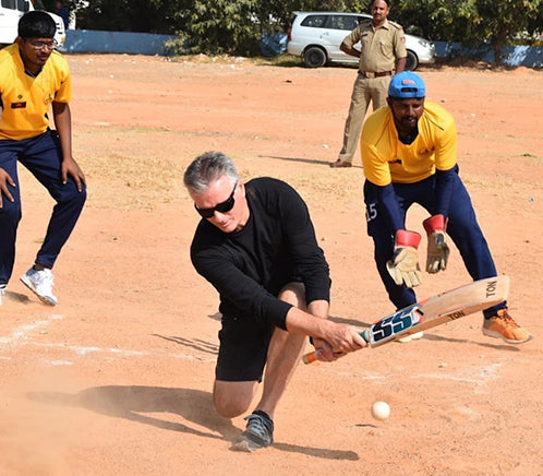 Steve Waugh batting in local game of Cricket