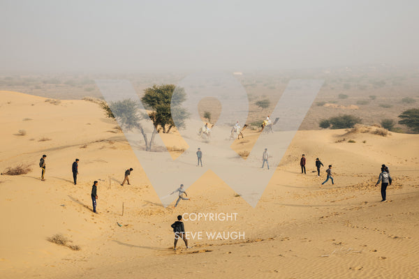 Game of cricket being played in Osian, Thar Desert, Rajasthan